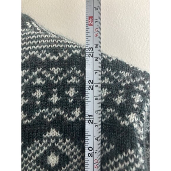 Lands End Sweater Womens Small Full Zip Cardigan Fair Isle VTG Green Nordic Wool - Picture 6 of 10